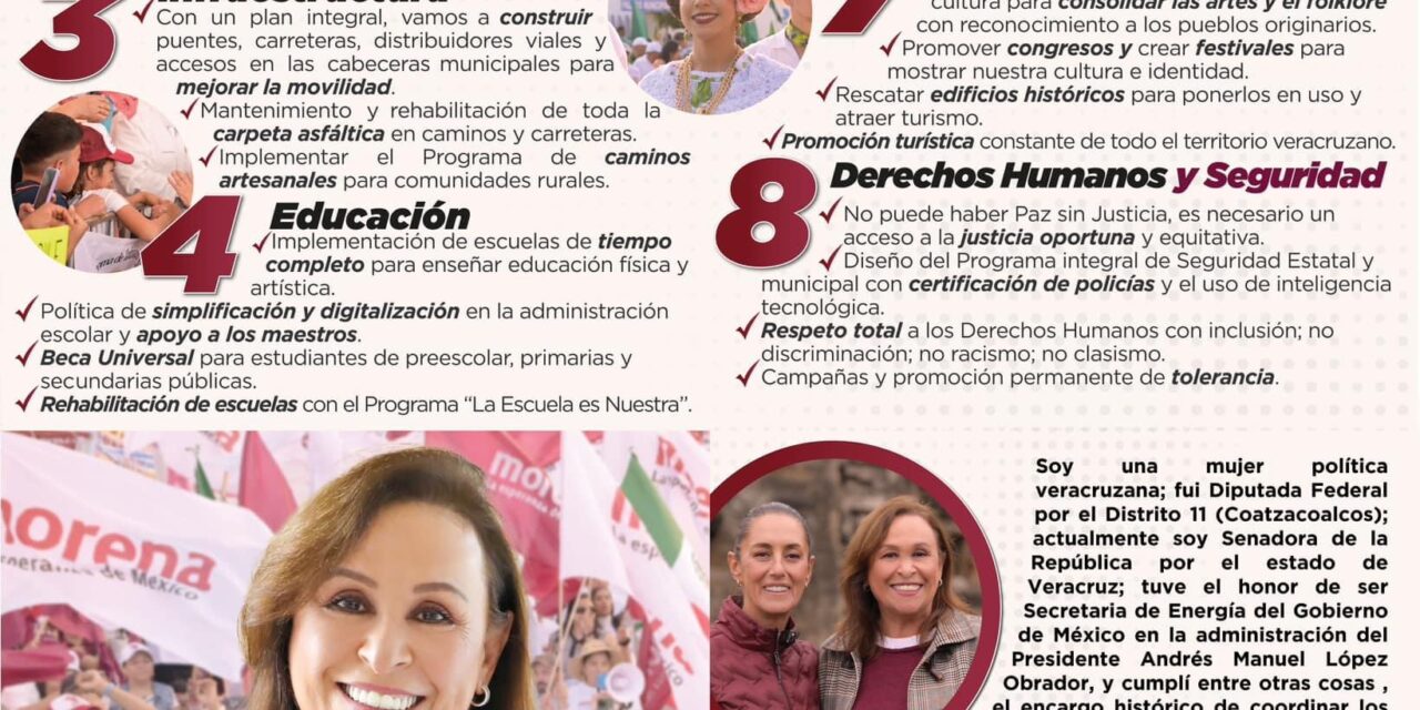 Comparte Rocío Nahle sus 8 ejes de Gobierno