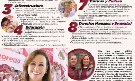 Comparte Rocío Nahle sus 8 ejes de Gobierno