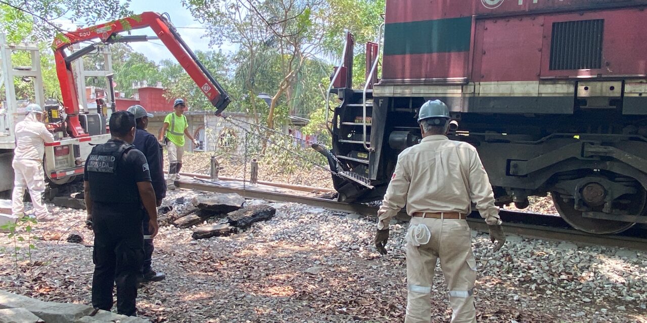 Se desprende guarda riel de locomotora de ferrosur en avenida 5 y calle 25