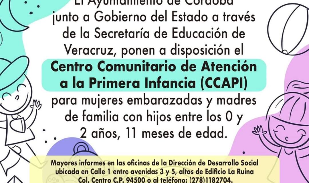 Abre Ayuntamiento de Córdoba un Centro Comunitario de Atención para la Primera Infancia