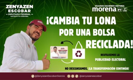 Zenyazen Escobar impulsa campaña de reciclaje de lonas